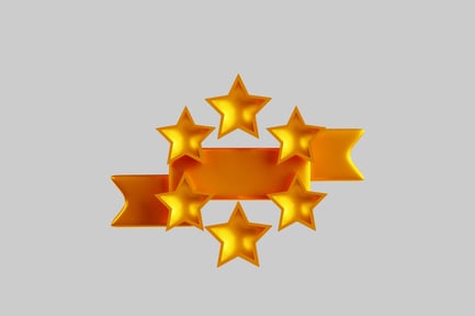 Visualização: Estrelas com ornamento de banner dourado