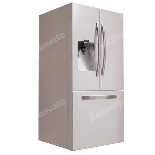 Preview: Modern Silver Refrigerator Appliance on a White Background