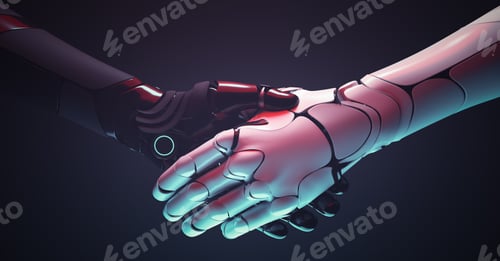 Preview: Robots handshake. Robotic hands gesture