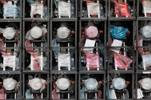 Preview: a set of parts in a motorcycle assembly production