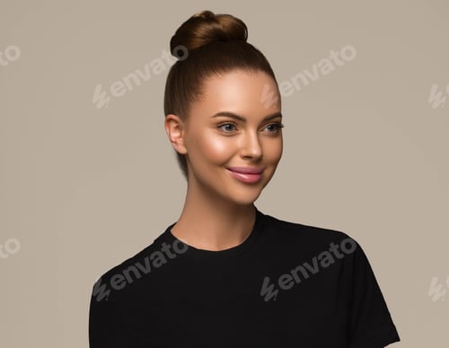 Preview: Beautiful Woman Posing Elegantly in Studio