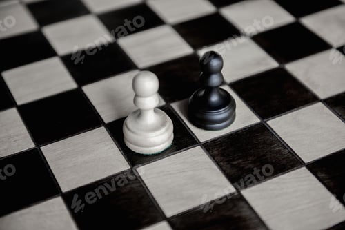 Preview: Chess pieces-two equally powerful adversaries facing each other