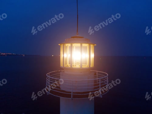 Preview: Lighthouse on the Sea at night. Bulgaria, Varna.