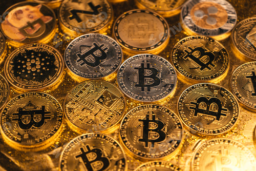 Preview: gold bitcoin and crypto coin background