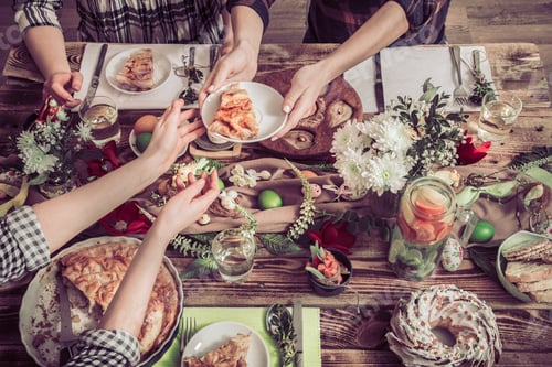 Preview: Home Celebration of friends or family at the festive table
