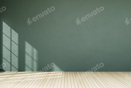 Preview: Modern Interior with Geometric Window Light and Green Wall