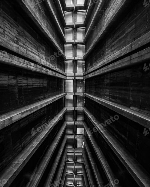 Preview: Grayscale shot of an abandoned old architectural building - perfect for wallpapers