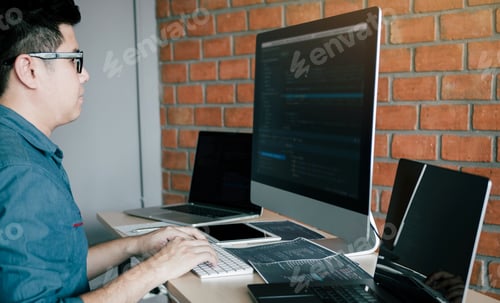 Preview: working code program developer computer web development working design software