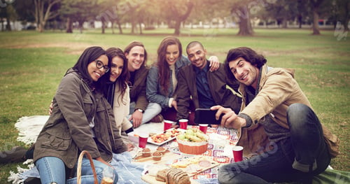 Preview: Food, friends, fun and now to capture it. Shot of young friends having a picnic outside.