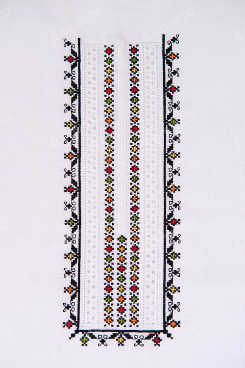 Preview: Ukrainian embroidered folk ornament. Ethnic wear design. Geometric ornament. Embroidered element.