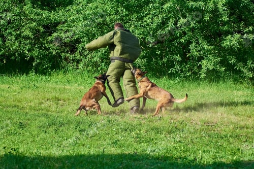 Preview: Two dogs are disabling the man