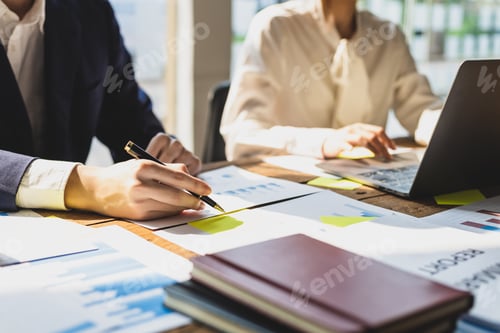Preview: Business meeting, colleagues brainstorm together, discuss business project planning.