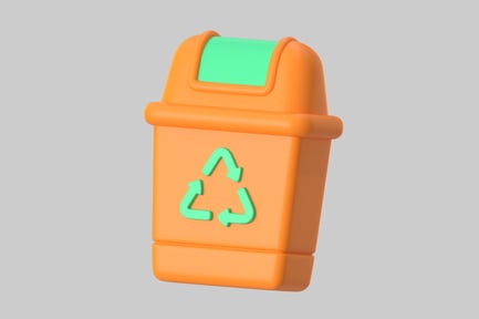 Preview: Modern Orange Recycling Bin with Green Symbol
