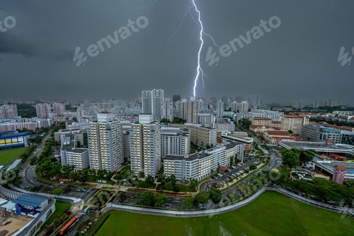 Preview: Lightning strikes across Singapore electrify the sky with dazzling bolts this afternoon.