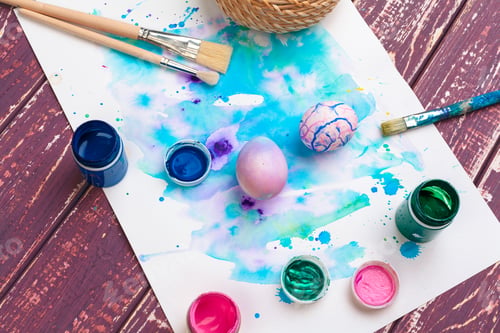 Preview: process of painting Easter eggs. Preparing for Easter