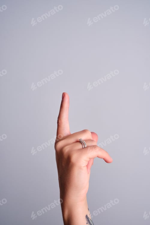 Preview: Hand pointing up showing direction and focus