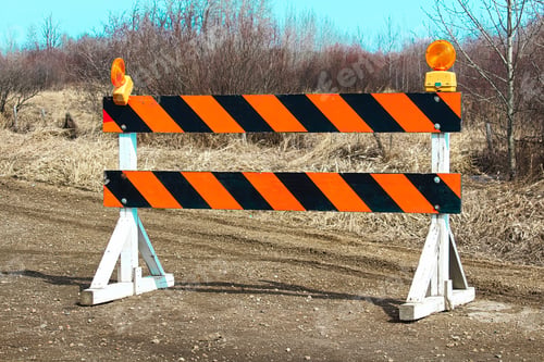 Preview: Construction barricade along a country road