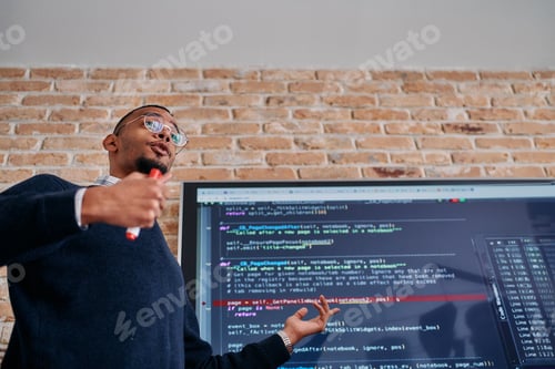 Preview: African American businessman delivers a compelling presentation of his business strategy to his