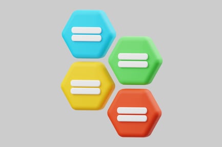 Aperçu: Arrangement abstrait de quatre hexagones colorés