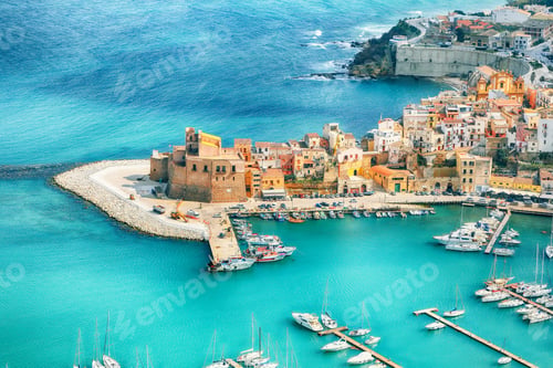 Preview: Spectacular aerial cityscape of Castellammare del Golfo town