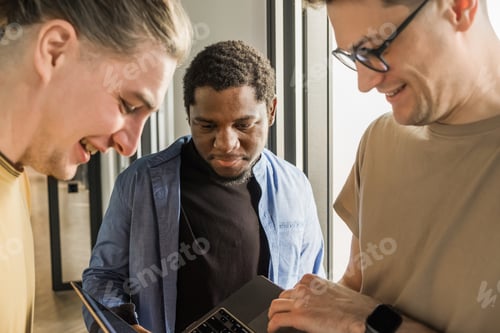 Preview: Team of professional software developer and brainstorming and programming on site, software and