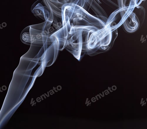 Preview: White abstract smoke from the aromatic sticks on a black background.
