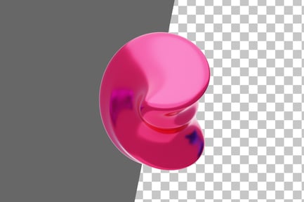 Preview: Red Abstract Metalic Twisted Shape 3D Icon