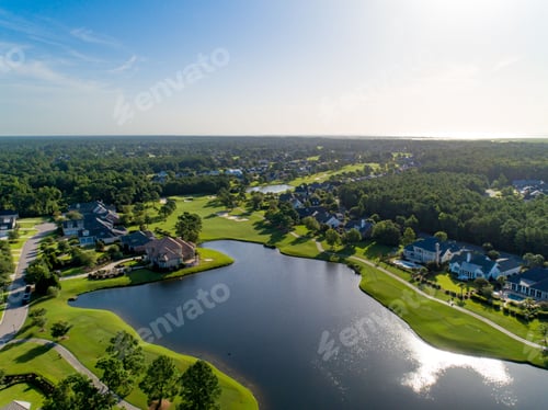 Preview: Aerial view of a field of golf in Wilmington, NC, USA