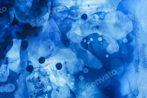 Preview: dark blue splashes of alcohol ink as abstract background