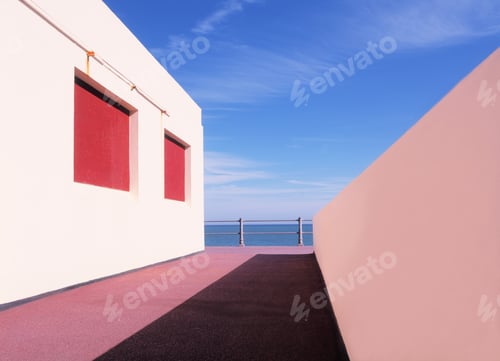 Preview: Sea and alley, Eastbourne, East Sussex, England, UK
