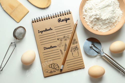 Preview: Concept of cooking and preparing food with recipe book