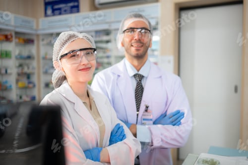 Preview: Pharmacist and chemical scientist doing antibiotic trials and testing in the laboratory