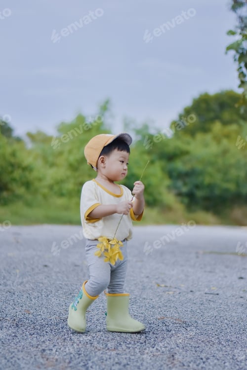 Preview: Cute Boy playing in the park, Sweet Little baby boy enjoying