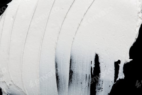 Preview: Structural Plaster White On A Black Background. White Cream. Paint Smear. Plasticine