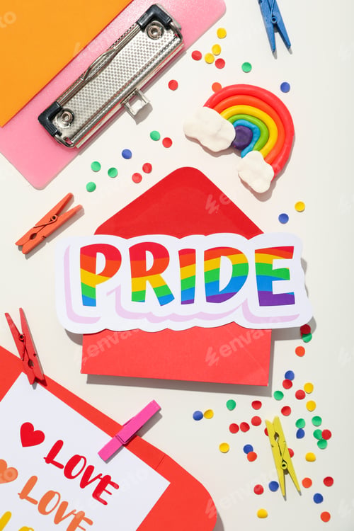 Preview: LGBT parade concept, free love symbol on light background.
