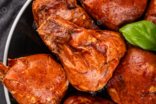Preview: Knuckle smoked meat cooked ham roulka fresh shank delicious gourmet food background