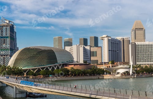 Preview: modern futuristic buildings and bridge