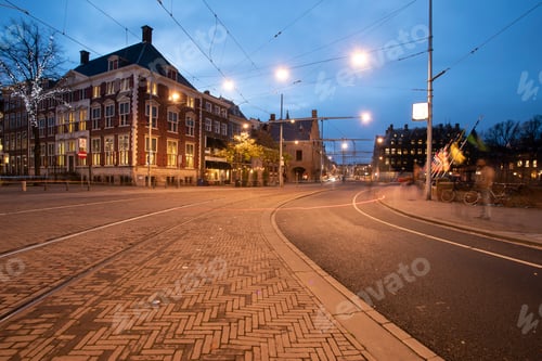 Preview: Netherlands, Street and old town architecture at dusk