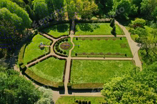 Preview: Top view of the spring Minsk Botanical Garden. Belarus