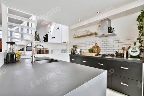 Preview: Luxury kitchen with pots of flowers