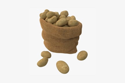 Preview: Spilled burlap sack with small potatoes