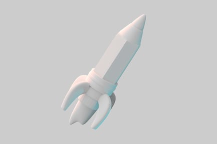 Preview: Cartoon spaceship rocket white glossy
