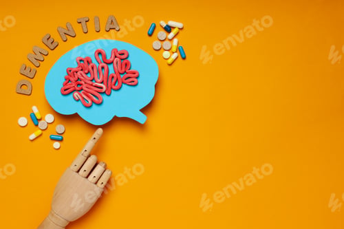 Preview: Dementia and parkinson's disease, ADHD, composition for head disease theme, space for text