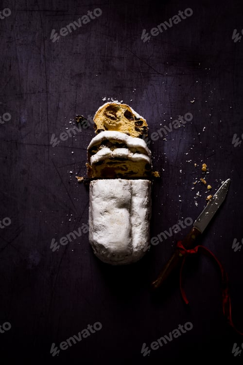 Preview: Christmas Stollen on Black Background