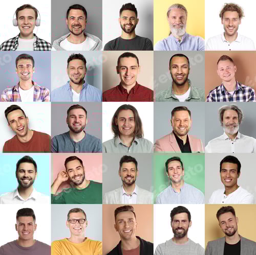 Preview: Smiling Men Portraits on Colorful Backgrounds Collection