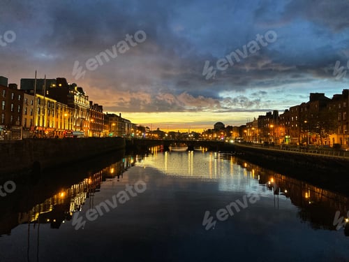Preview: The Liffey river at sunset