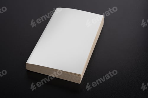 Preview: Closeup shot of a book with a blank cover on black background