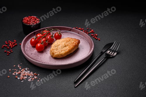 Preview: Delicious fresh fried vegetarian soybean cutlet with salt, spices and herbs