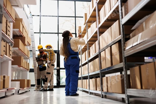 Preview: African american distribution manager doing factory merchandise inventory