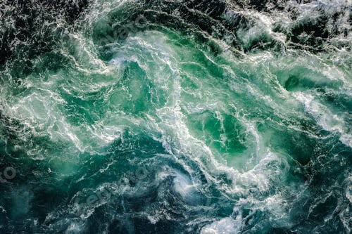 Preview: Blue waves of water of the river and the sea meet each other during high tide and low tide.